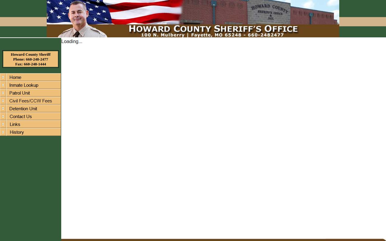 Howard County Jail legacy official roster record page