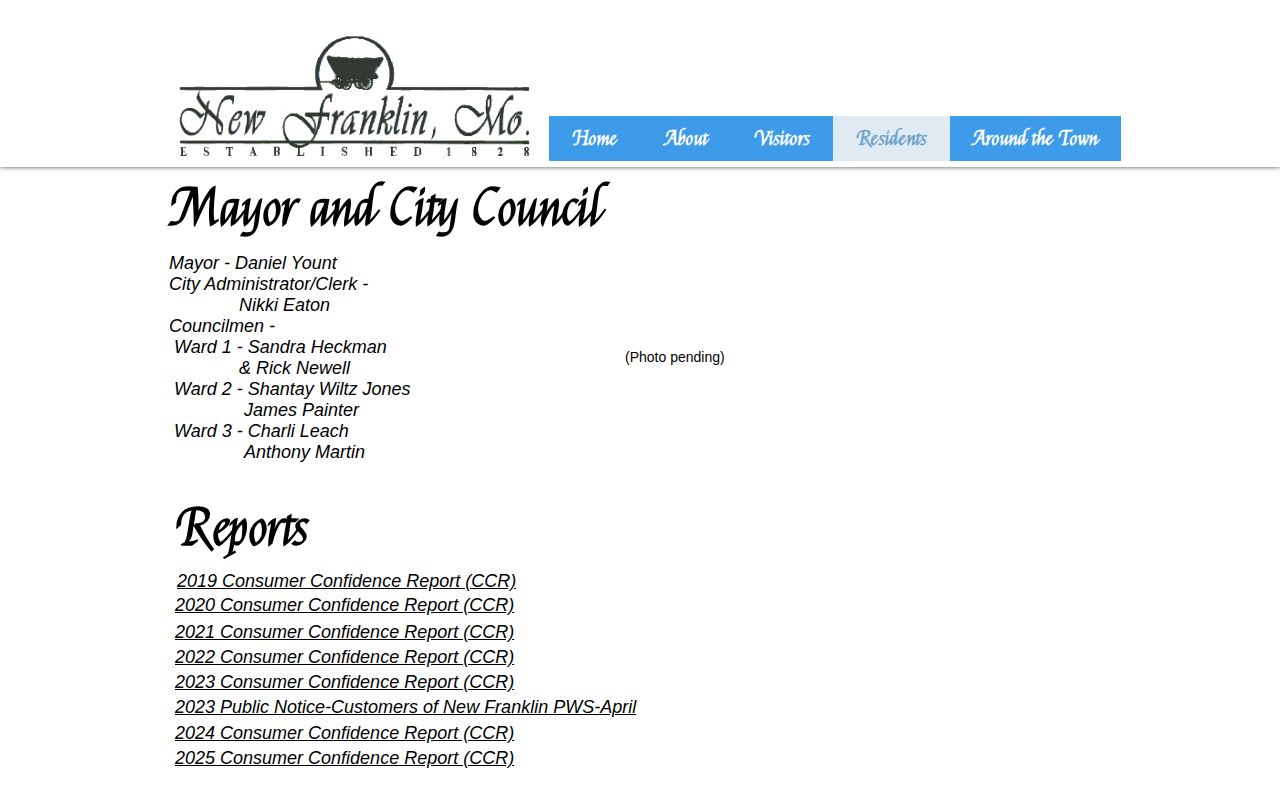 New Franklin City Hall and Police page for Howard County arrest record requests